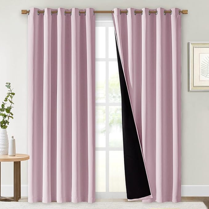 NICETOWN 100% Blackout Window Curtain Panels, Baby Pink, Cold and Full Light by NICETOWN