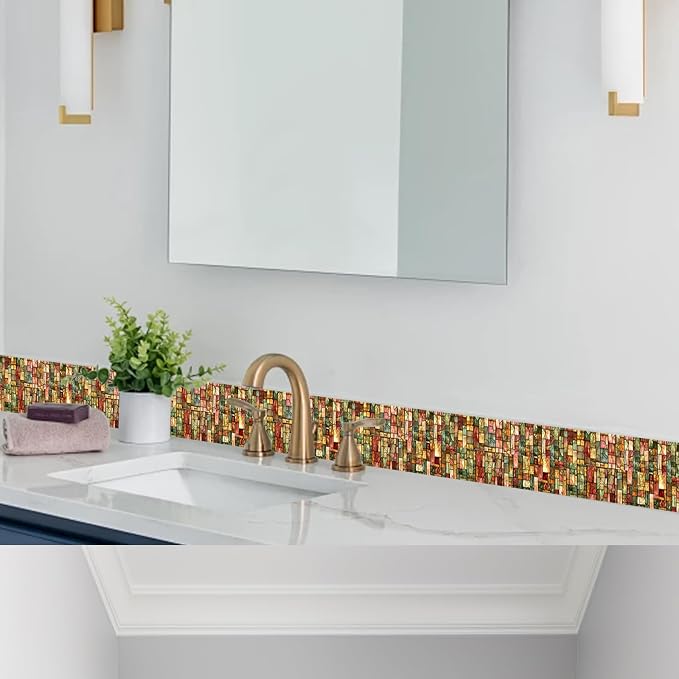 HOMETITUTE Wallpaper Border Peel and Stick Colorful Geometric Texture - Image 5
