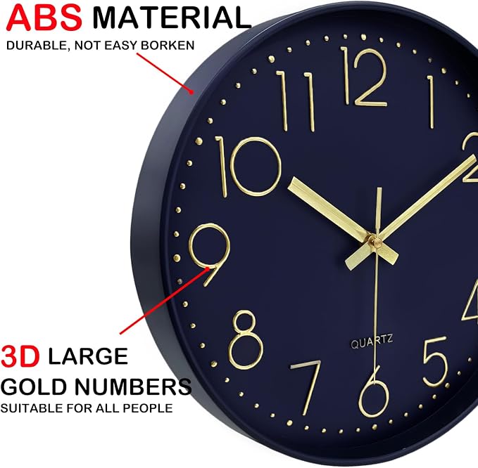Silent Wall Clocks Battery Operated 8 Inch, Analog Wall Clock - Image 7