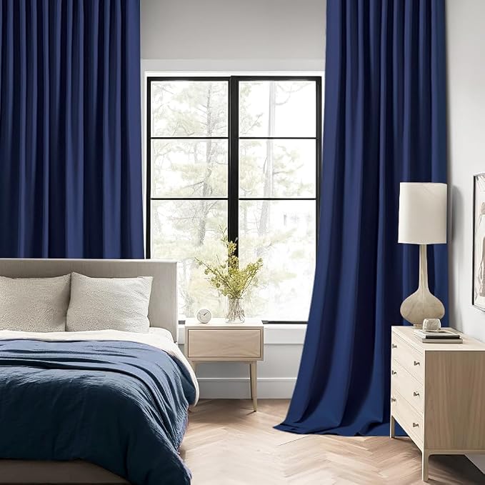 MIULEE Navy Blue Back Tab Blackout Curtains 120 Inch Long 2 Panels Set - Image 2