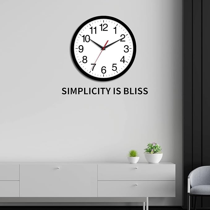 Rohioue Wall Clock Modern 10 Inch Black Battery Operated Silent Non Ticking - Image 9