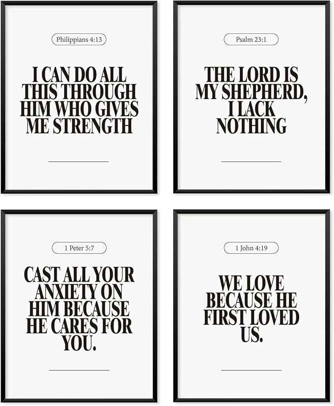 Locomiss Black and White Christian Wall Art Decor Posters, Modern Bible Verse by Unknown
