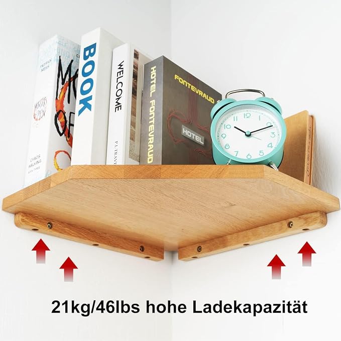 Corner Wall Shelves, Corner Floating Shelves Set of 2 Solid Oak Wood Display - Image 7