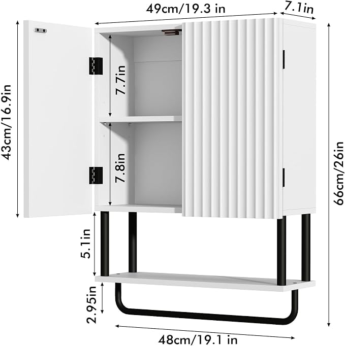 RUSTOWN Fluted Bathroom Wall Cabinet - Image 3