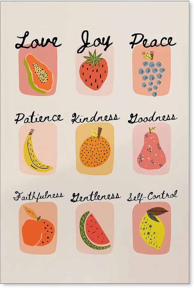 jkahh Trendy Fruit of The Spirit Wall Art Christian Bible Verse Posters Vintage by Unknown