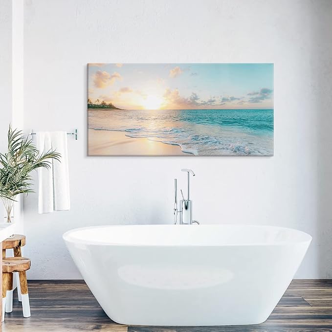 Goldfoilart Large Beach Sunset Canvas Wall Art - Image 4