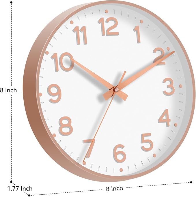 Roymnie Wall Clock, Silent Wall Clocks Battery Operated 8 Inch-Modern Non - Image 3