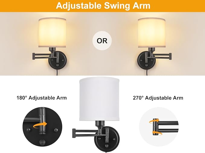 Plug in Wall Sconces with Remote Control, Dimming 10%-100% & Adjustable Colors - Image 5