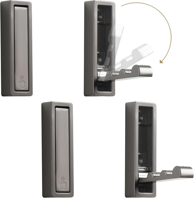 Folding Wall Hook, Heavy Duty Zinc Alloy No Rust Fold Up Hooks - Image 2