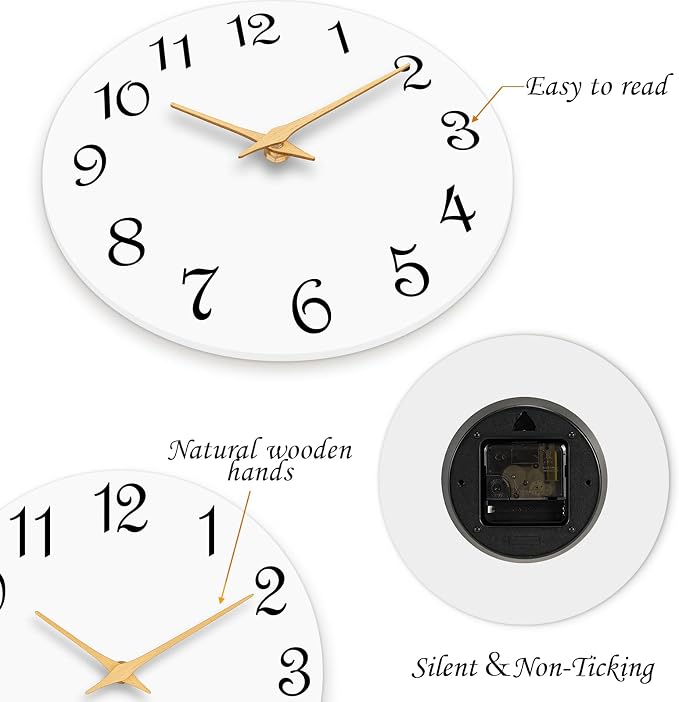 Roymnie Wall Clock 14 Inch, Modern Wall Clocks Battery Operated, Silent Non - Image 4