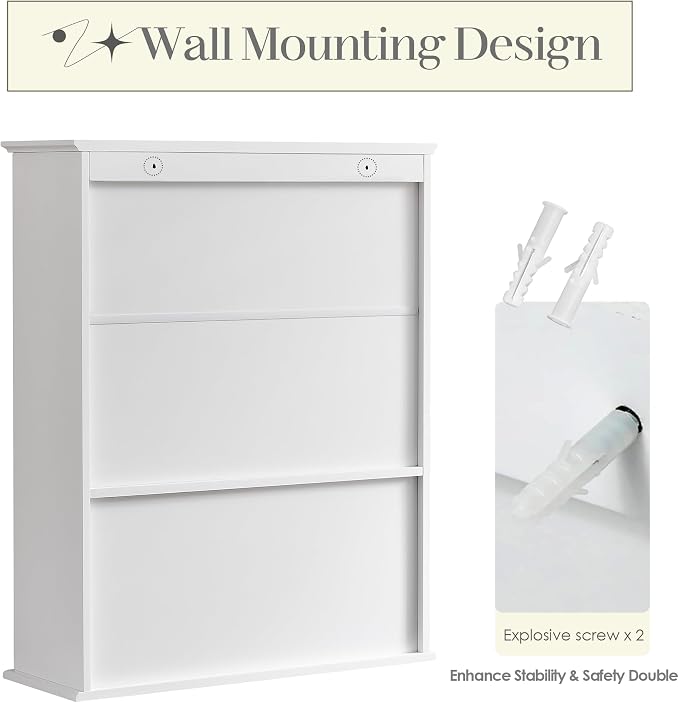 Bathroom Wall Cabinet, Over Toilet Storage Hanging Cabinet Adjustable Shelves - Image 8