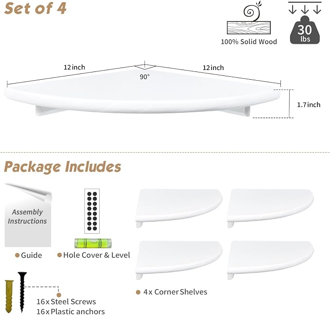 Forbena Corner White Floating Book Shelves - Image 2