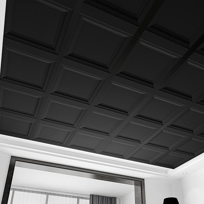 Art3d 12-Pack Square Black Drop Ceiling Tile 2ft x 2ft, PVC Ceiling Panel 24 x - Image 2