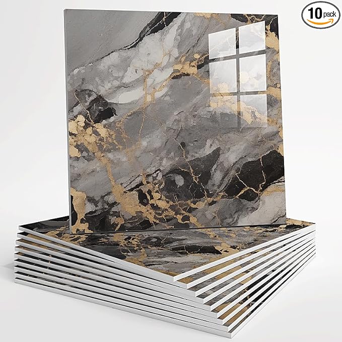 10pcs Peel and Stick Tile Shower Waterproof Marble Tiles Wall Panels, by Unknown