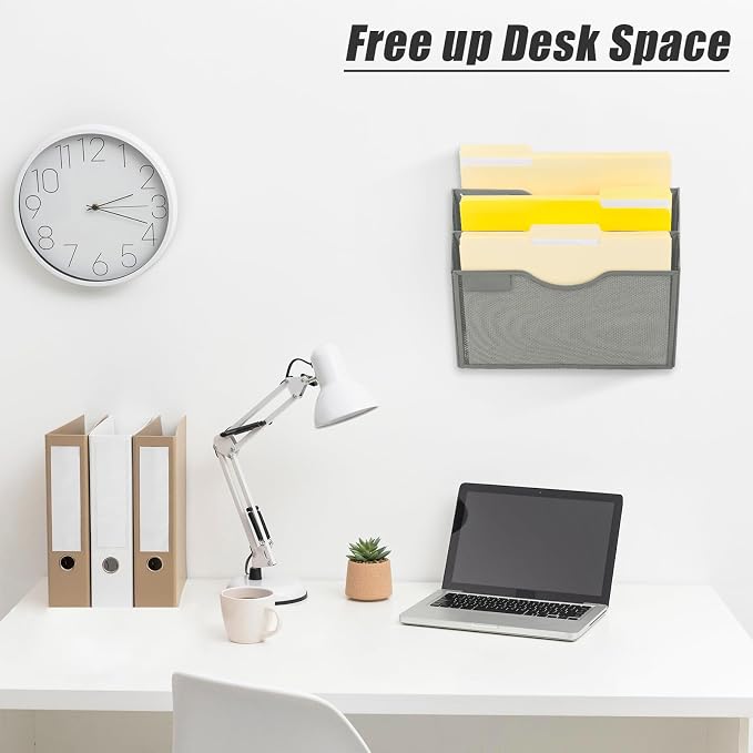 EASEPRES 3 Pocket Mesh Hanging Wall File Organizer, Wall Mounted Mail Paper - Image 3