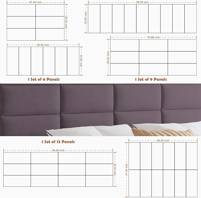 IFNOW Wall Mounted Upholstered Headboard King, 3D Peel and Stick Soundproof - Image 6