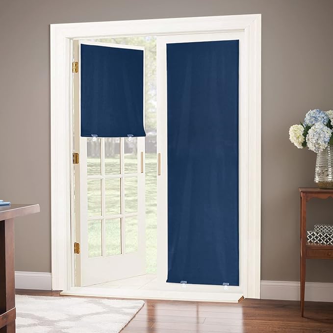 LazBlinds 100% Blackout Door Curtain, No Tools No Drill Cordless Blinds by LazBlinds