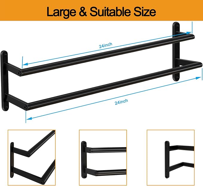 Double Towel Bar, 24Inch Towel Rack - Image 6