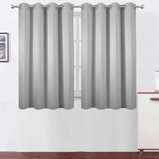 LEMOMO Blackout Curtains 66 x 54 Inch Long Light Grey Curtains Set of 2 Panels by Lemomo
