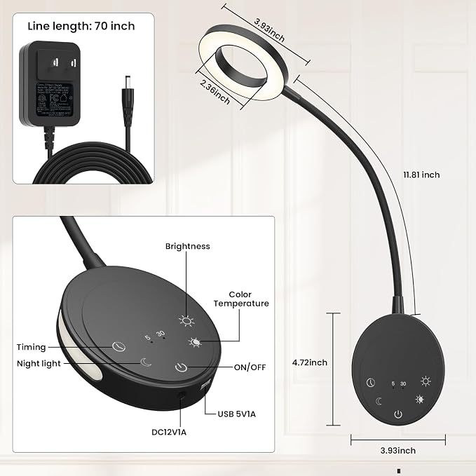 Wall Mounted Reading Light, Bedside Headboard Lights - Image 7