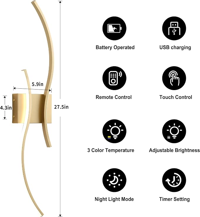 KARTOOSH Battery Operated Wall Sconce - Image 5
