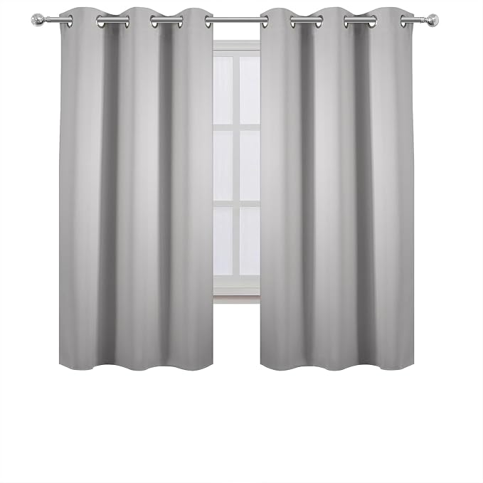 LEMOMO Light Grey Blackout Curtains 42 x 54 Inch Length Set of 2 Panels Grommet - Image 2