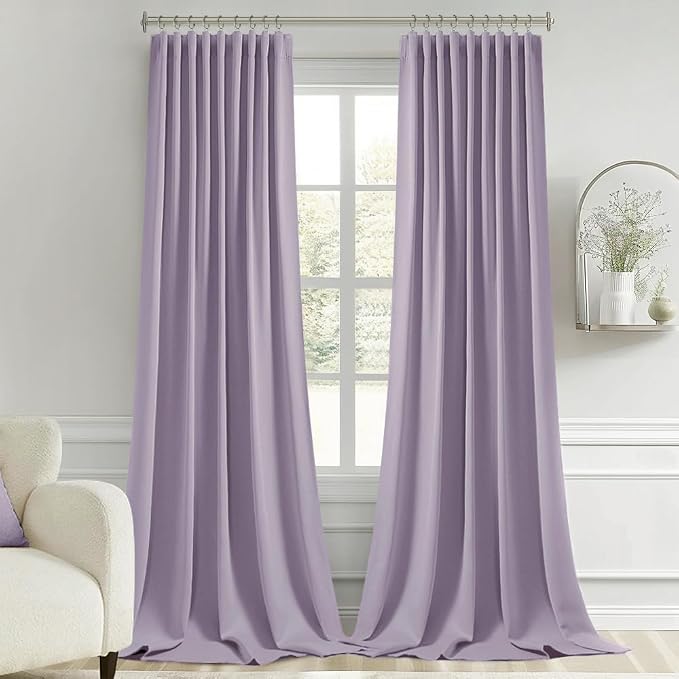 MIULEE Lilac Back Tab Blackout Curtains 108 Inch Long 2 Panels Set - Image 9