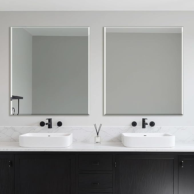 Ruomeng Frameless Mirror for Wall, 40x36 Inch Bathroom Vanity Mirror Farmhouse - Image 3