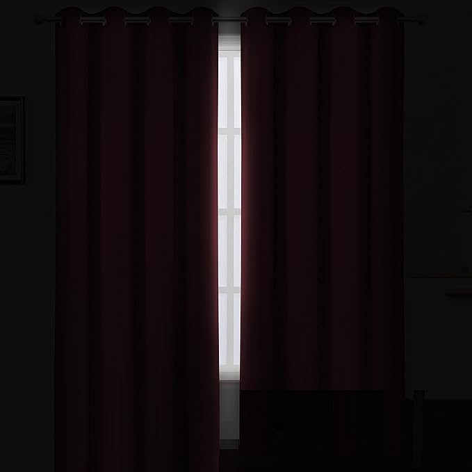 LEMOMO Burgundy Red Thermal Blackout Curtains/52 x 84 Inch/Set of 2 Panels Room - Image 3