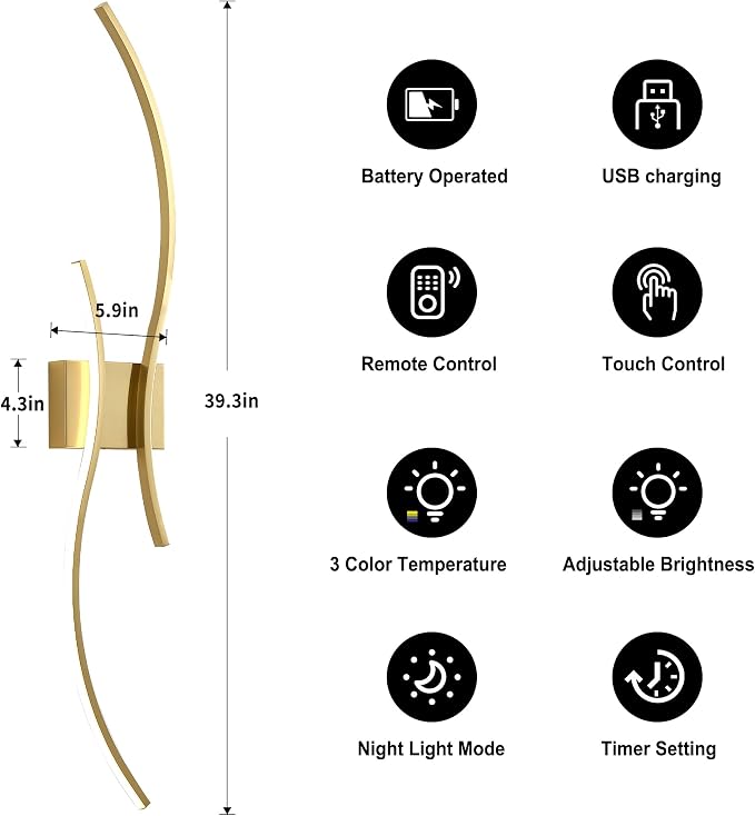 Battery Operated Wall Sconces Set of Two - Image 5