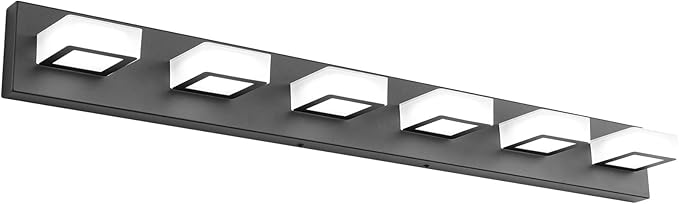 Ralbay Modern Black Vanity Lights Fixtures 6 Lights Acrylic Modern LED Matte by RalbayLighting