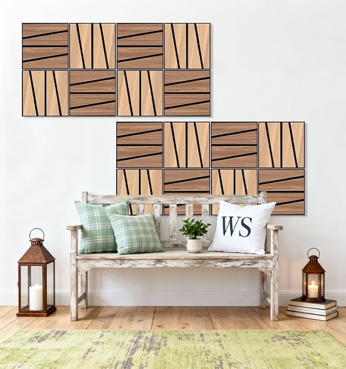 WoveN SounD Artisan Acoustic Wall Panels, 16 Pack 12x12 Inch, PVC Wood Grain - Image 9