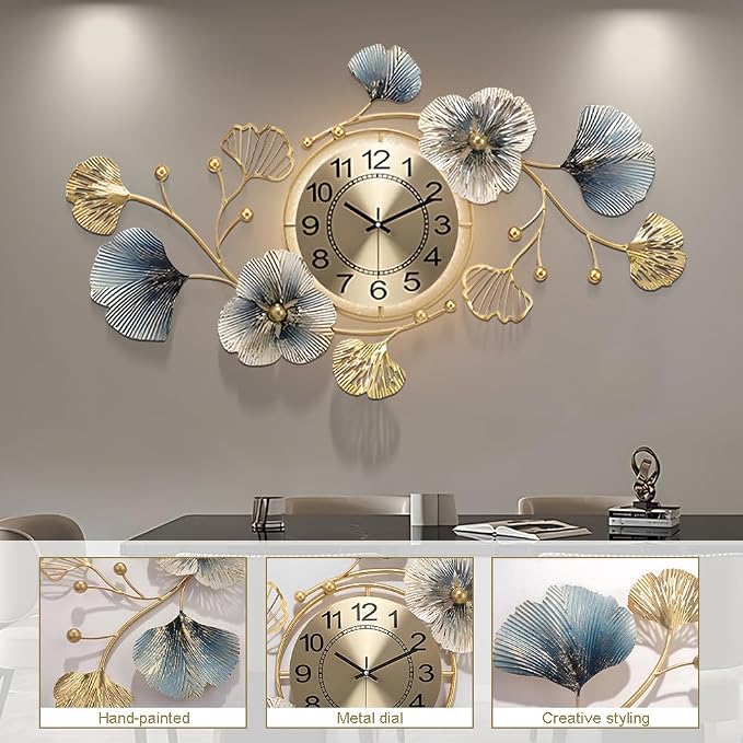 Large Metal Wall Clocks with Led Light, Silent Creative Decorative Clock - Image 4