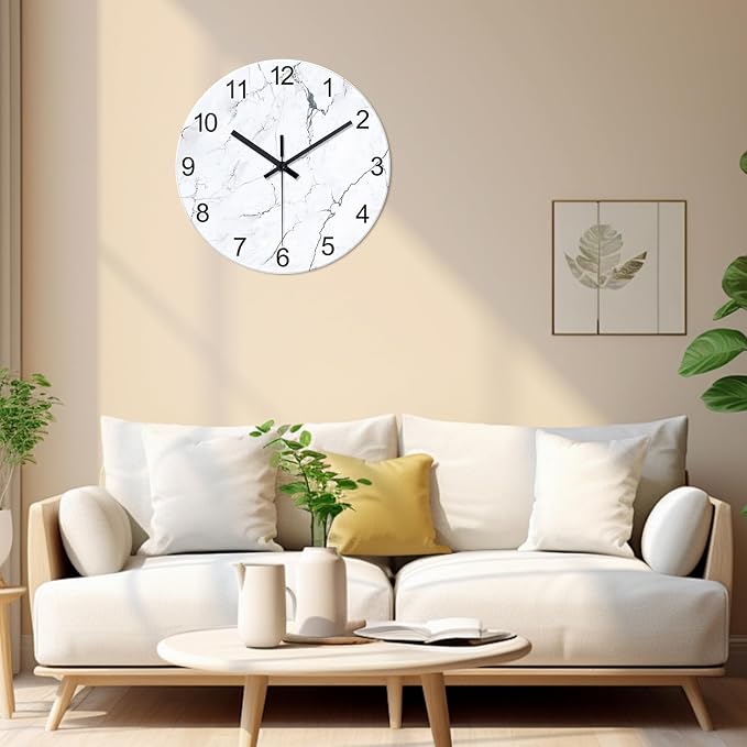 Extra Large Marble Decorative Wall Clocks Battery Operated 24 Inch Modern - Image 2