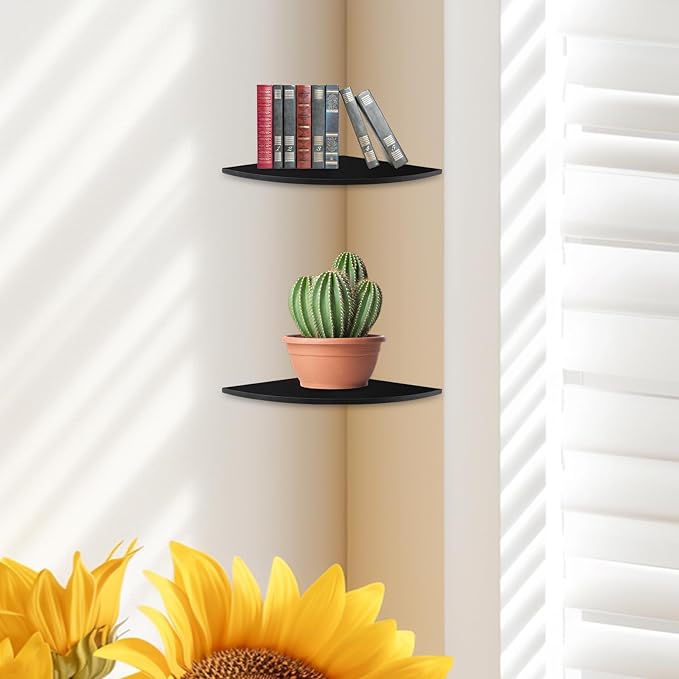 JJL Corner Shelf Wall Mounted, 12 Inch Wood Floating Corner Shelves - Image 4