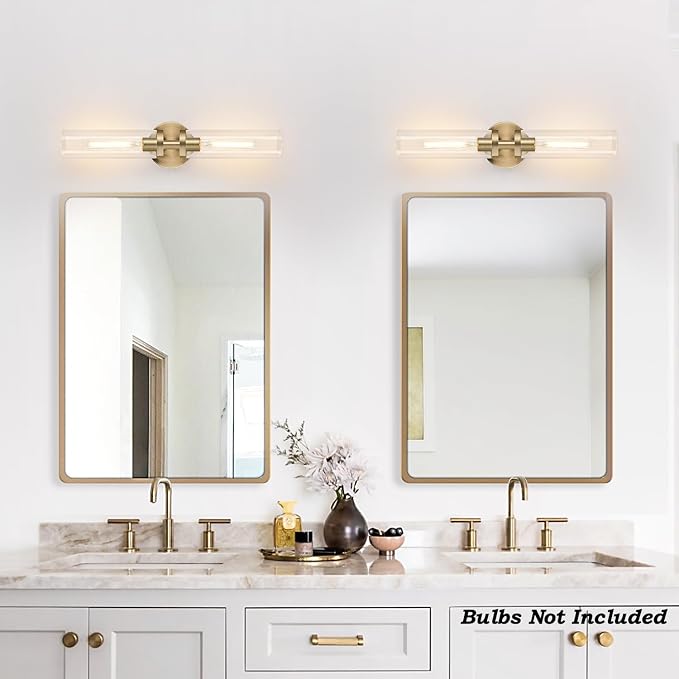 Wall Sconces Set of Two, Hardwired Brass Bathroom Sconces Wall Lighting - Image 5