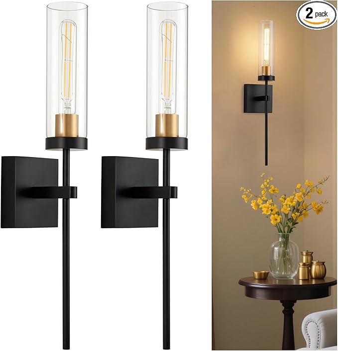 SANTOSTOCK Battery Operated Wall Sconce Set of 2, Rechargeable Wall Lights by SANTOSTOCK