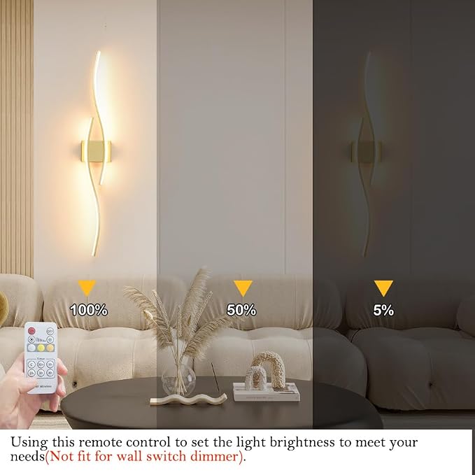 Modern Wall Sconces Set of 2, Dimmable LED - Image 6