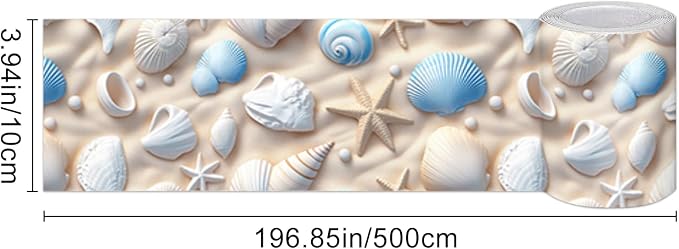 HOMETITUTE Wallpaper Border Peel and Stick Coastal Seashell Texture Decorative - Image 3