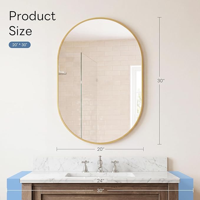 Sweetcrispy 20" x 30" Gold Bathroom Mirror - Image 5