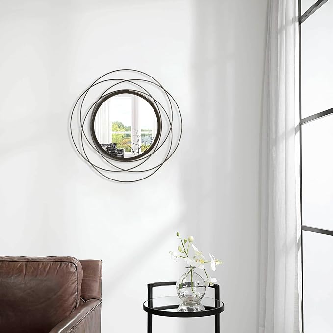 Wall Mirror Mounted Small Round Decorative Mirrors, Circle Metal Art Mirror Home - Image 4