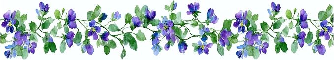 Purple Blue Floral Wallpaper Border 196x4 Inch Peel and Stick Wall Border Self - Image 2