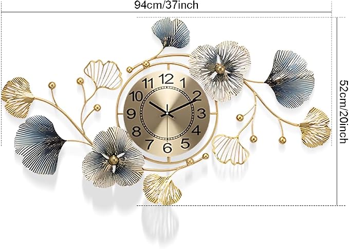 Large Metal Wall Clocks with Led Light, Silent Creative Decorative Clock - Image 3