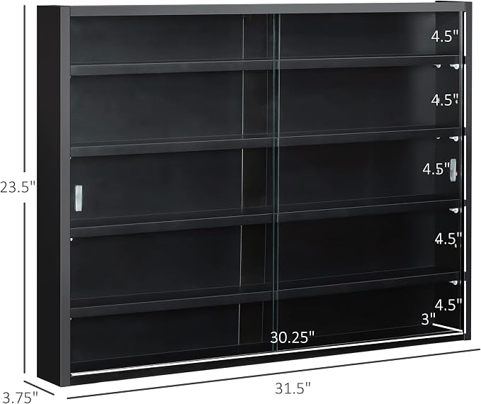 HOMCOM 5-Tier Display Cabinet, Glass Door Cabinet - Image 3