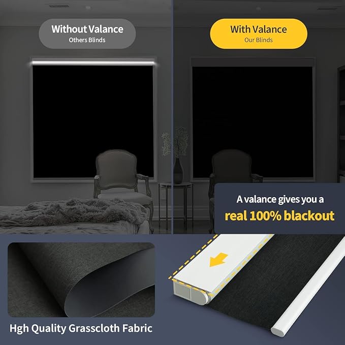 Motorized Blinds with Remote, Grasscloth Fabric Smart Blinds with Valance Cover - Image 3