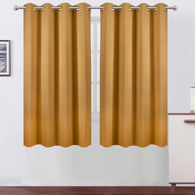 LEMOMO Mustard Yellow Blackout Curtains 66 x 63 Inch Length/Set of 2 Curtain by Lemomo