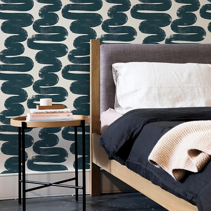 Tempaper x Bobby Berk Blue & Cream Wiggle Room Removable Peel and Stick - Image 2