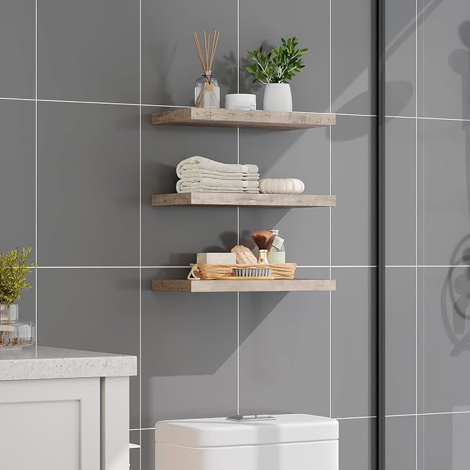 RALGEND Floating Shelves for Wall, 1.5" Thick Wall Shelf Set of 3 - Image 2