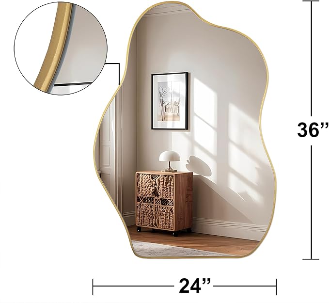 BOMINICA Irregular Wall Mirror Asymmetrical Mirror, Decorative Wall Mirror - Image 4