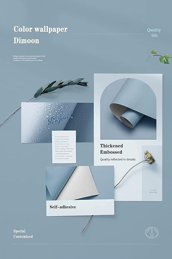 Dimoon 236''x17.7'' Blue Peel and Stick Wallpaper Contact Paper Modern Self - Image 4
